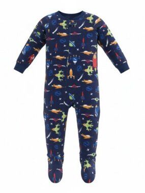 STANDARD BLUES Blue Spaceship Theme Fleece Blanket Sleeper Boys 3T